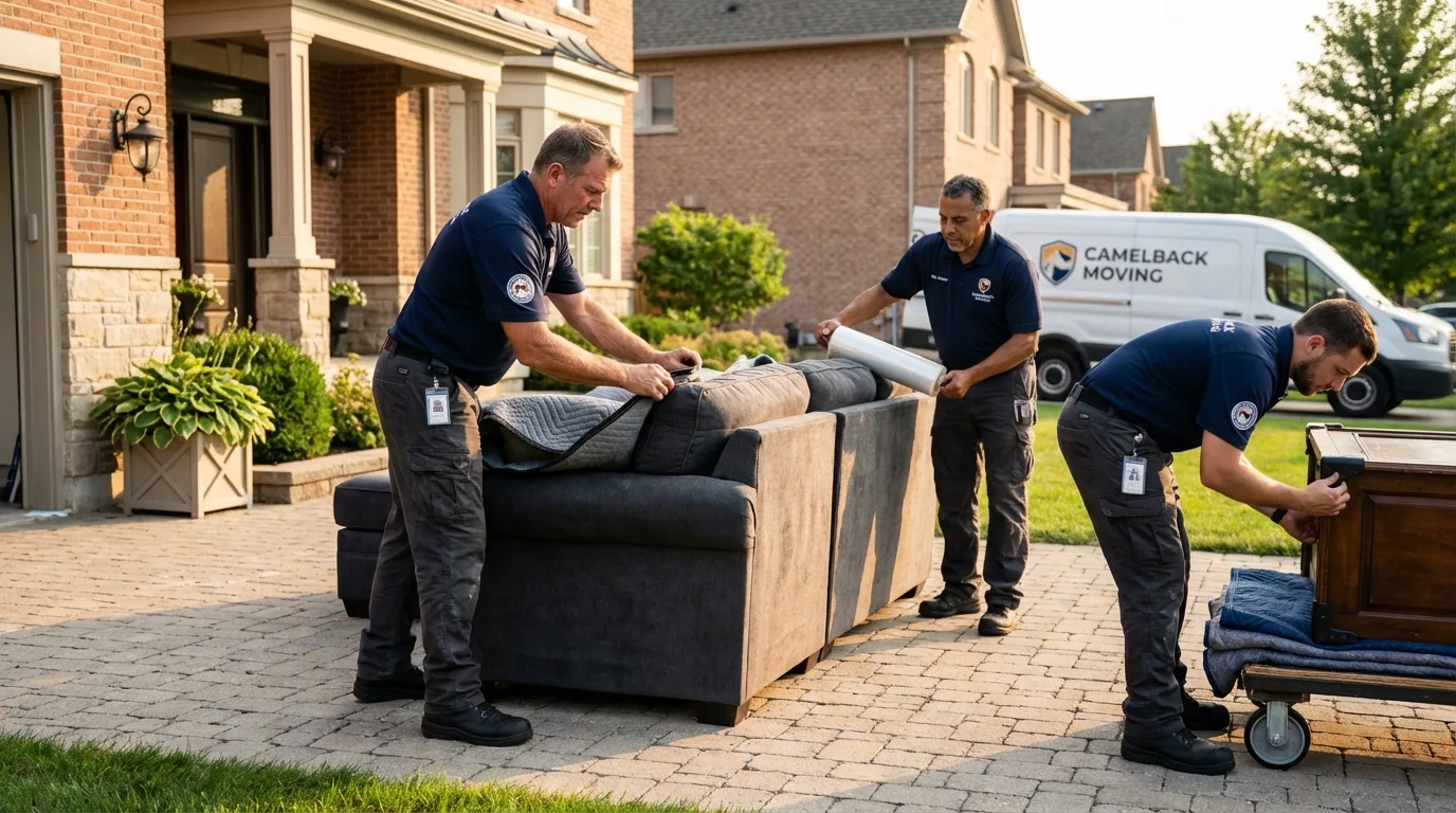Large estate moving crew wrapping furniture in Paris, AR